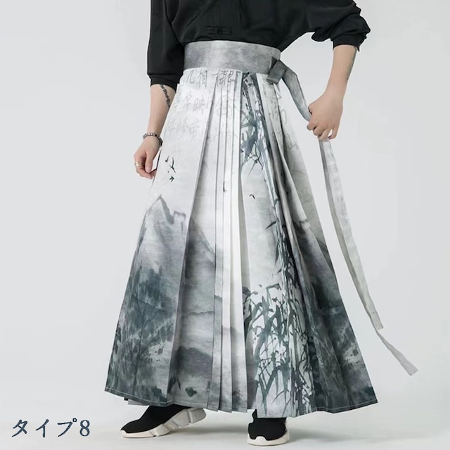 【之】★袴 スカート★ブラック ファスナー デザイン メンズ 中国ファッション