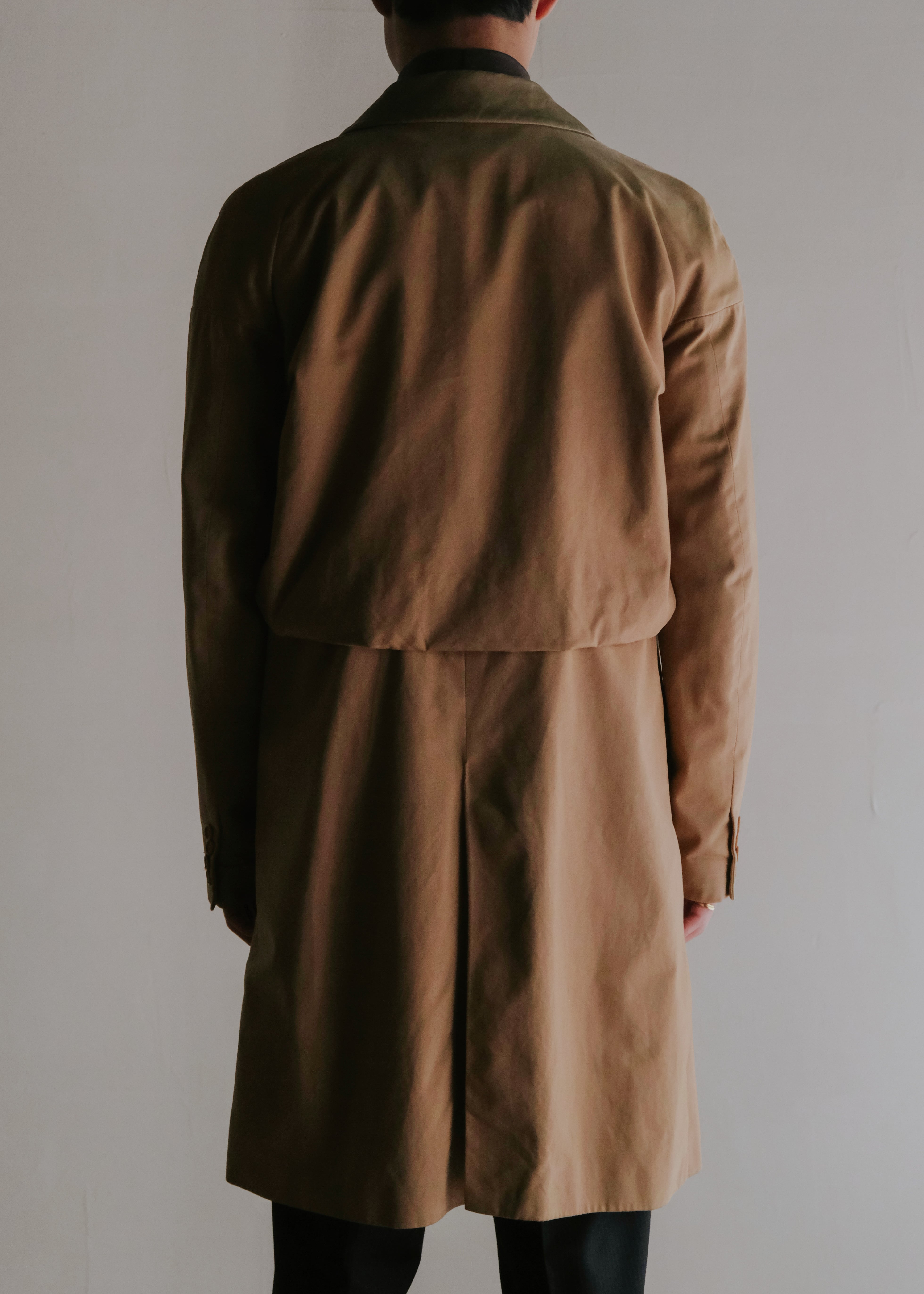 helmut lang コート　本人期　ブラウン HELMUT LANG 00AW chest strap leather collar balmacaan coat | CETTEN