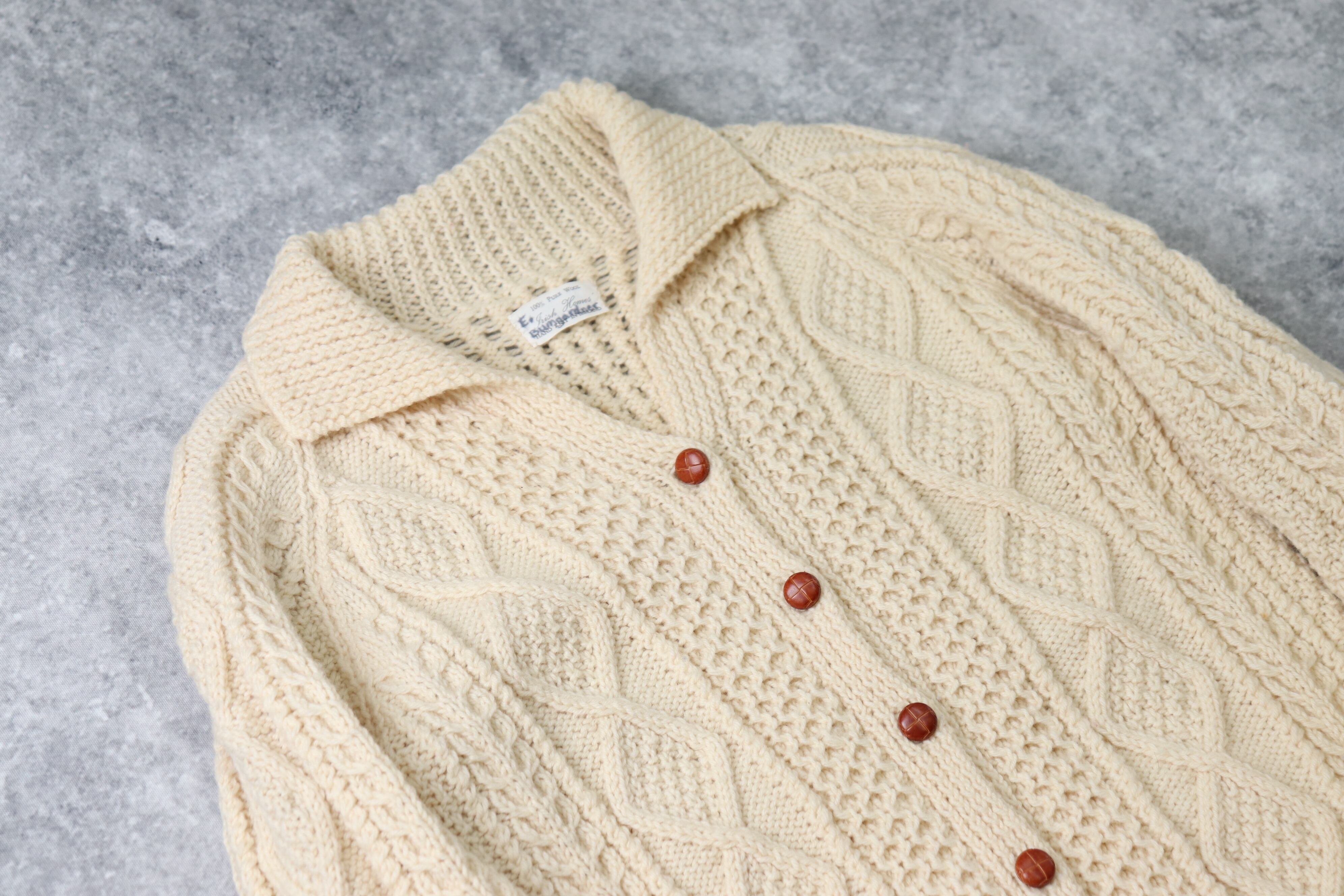 80s Fisherman Knit Cardigan 80年代　フィッシャーマンニット　カーディガン　ハンドメイド　アイルランド製　ヴィンテージ　 古着　A657 | ROGER'S used clothing - ロジャース - powered by BASE