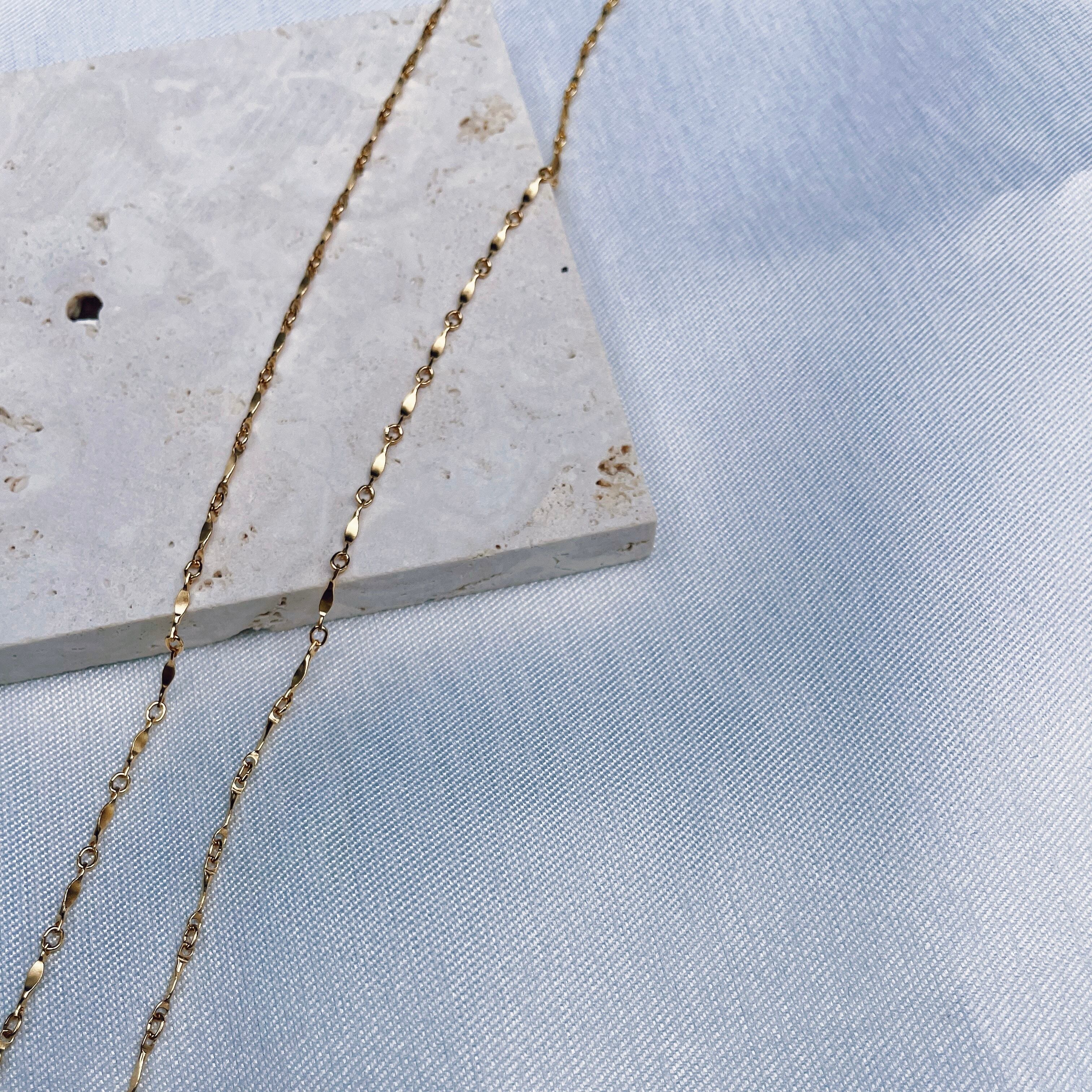 Bar chain necklace 14kgf 50cm