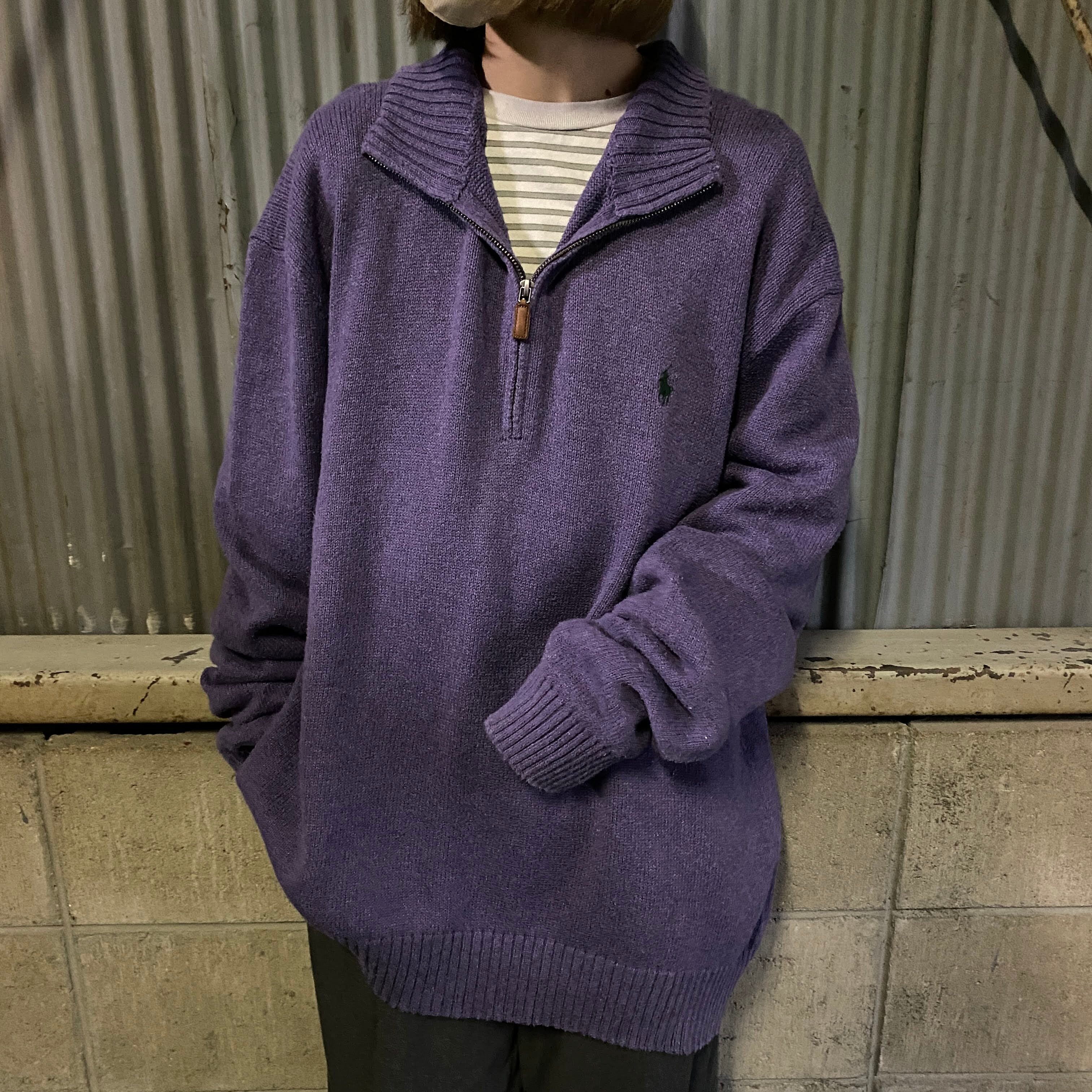 ビッグサイズ ポロ ラルフローレン ハーフジップ コットン ニット 