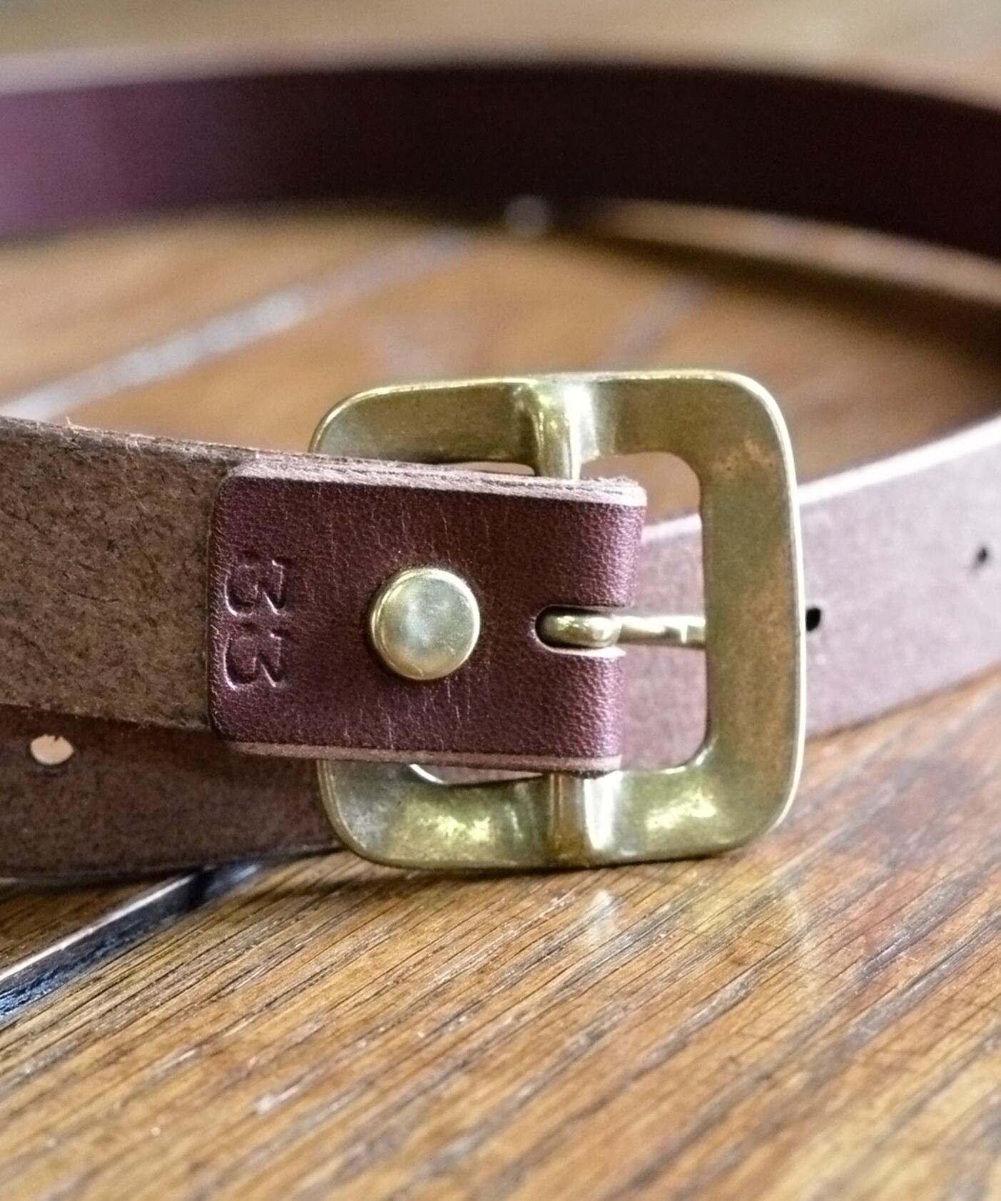 Dady】leather narrow belt (green) dros dro