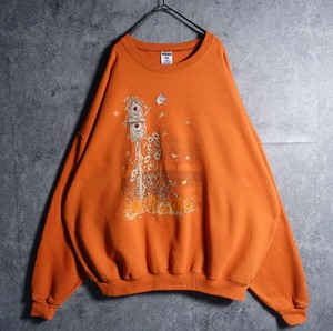“JERZEES” Orange Pumpkin Landscape Sweat