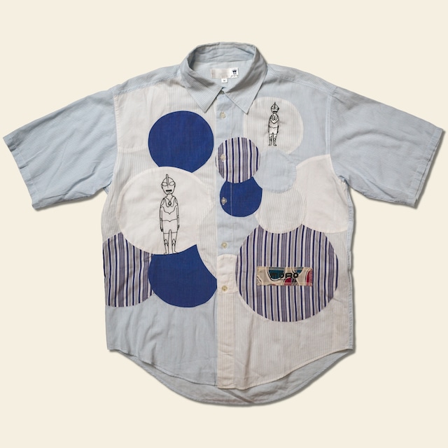 【一点物】ULTRA Embroidery Patchwork Dot Shirts "ULTRAMAN"