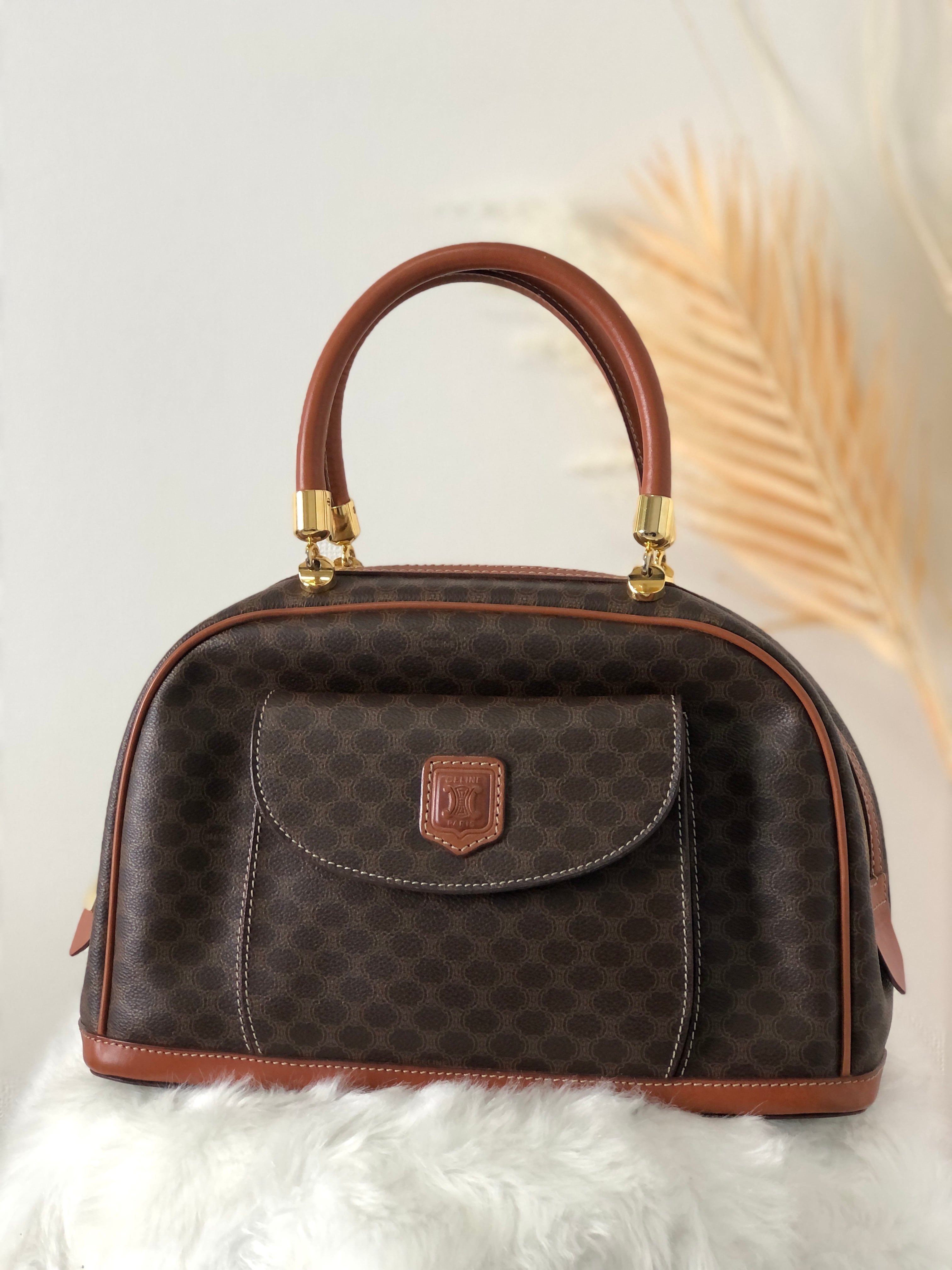 日本直送 名牌中古包 】CELINE セリーヌ マカダム ブラゾン レザー 
