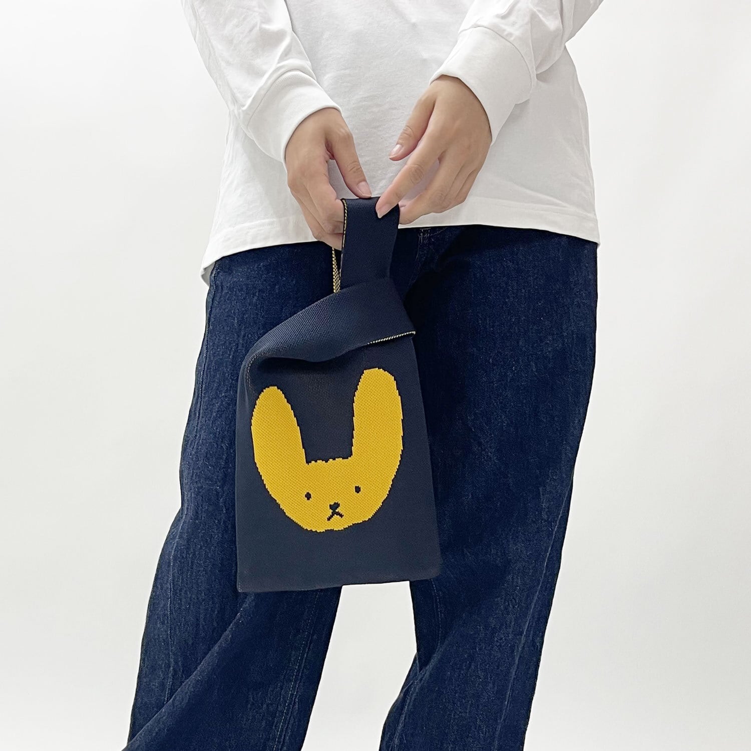 JIN KITAMURA】KNIT MINI MARCHE BAG イエローのうさぎ ニット ミニ