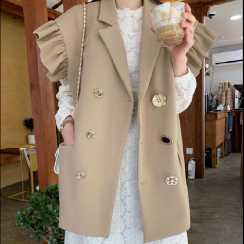 ショルダーフリルロングジレ  2261