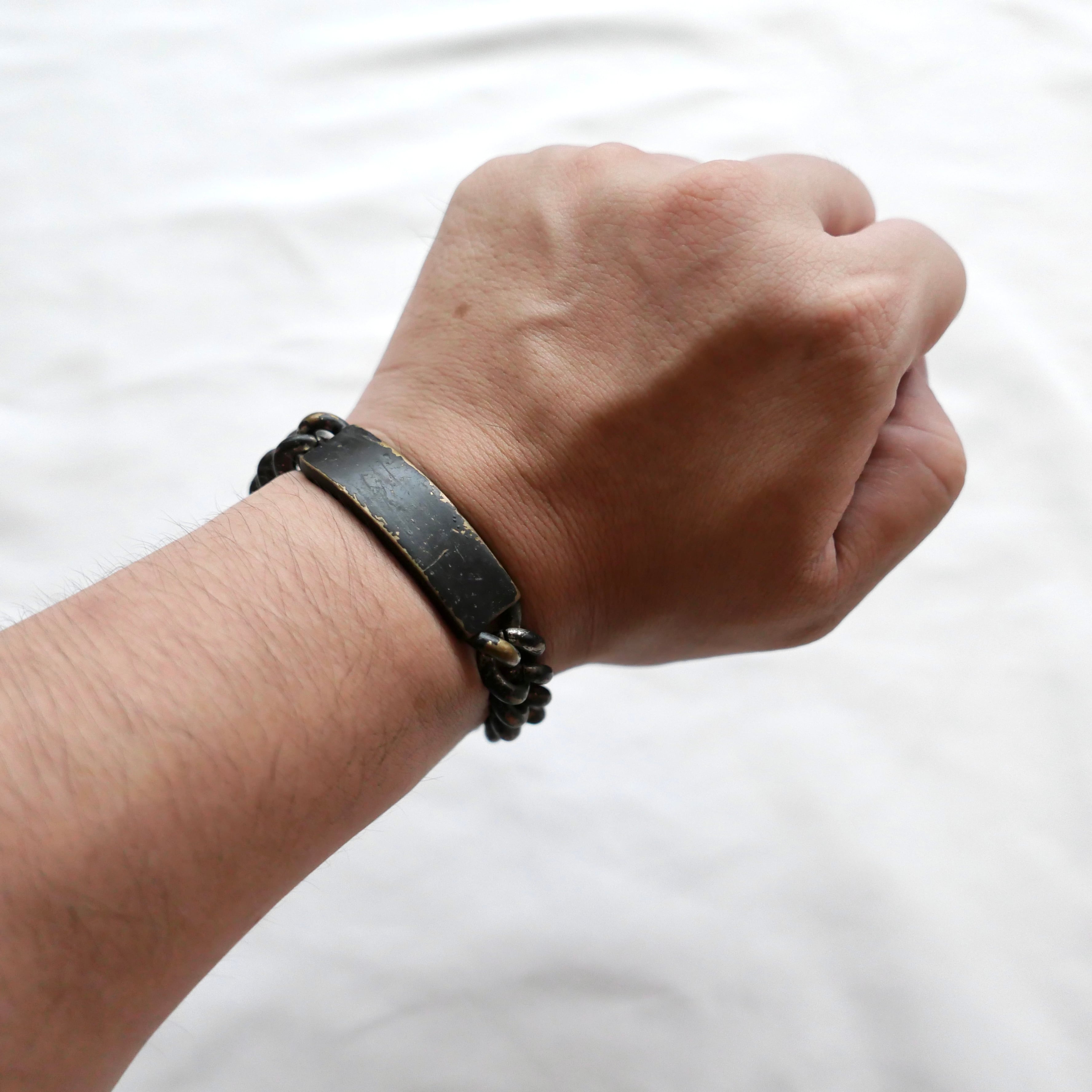 Maison Martin Margiela BLACK AGEING BRASS ID BRACELET | safarionline