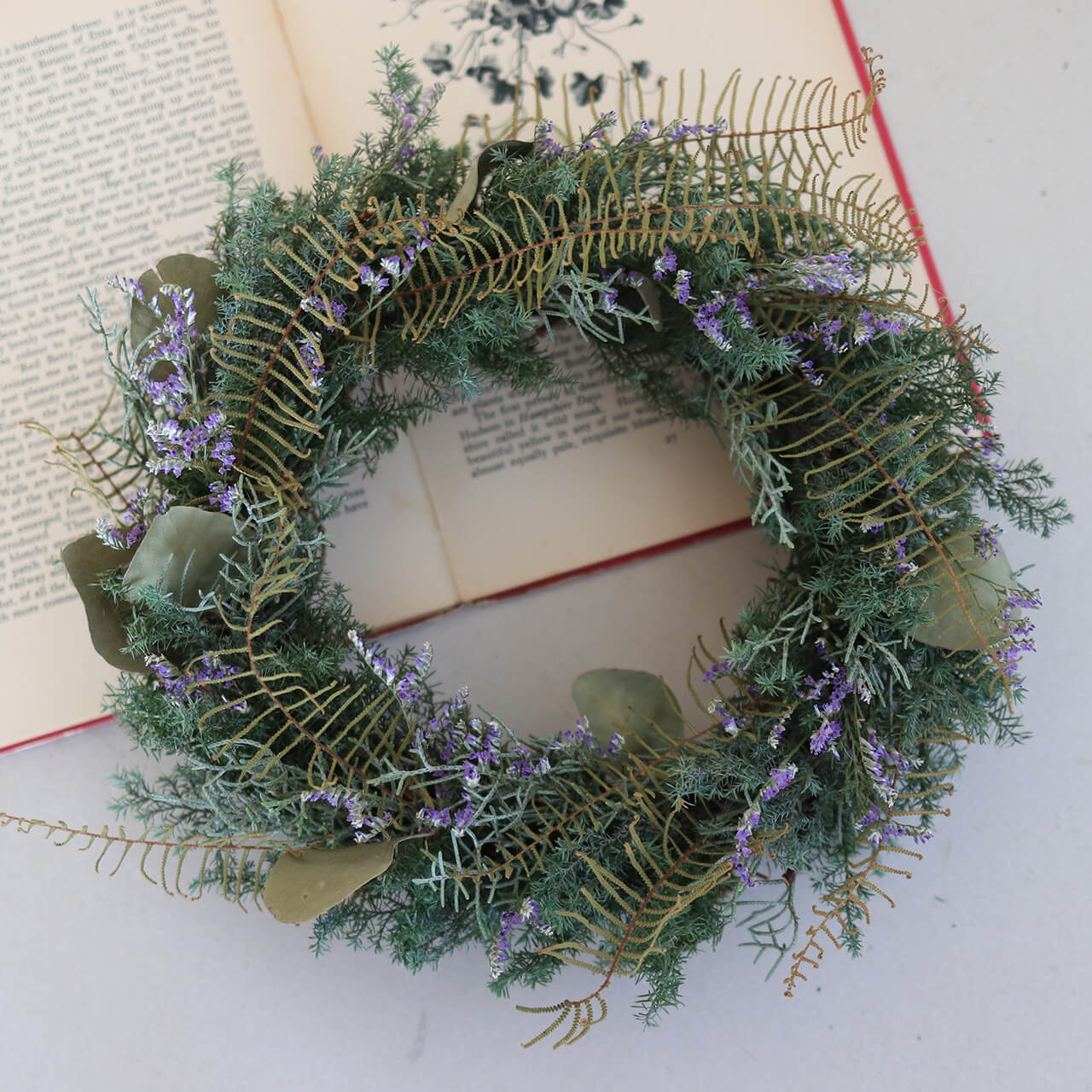 1点もの 約直径25cm 】針葉樹とブルーファンタジアのシックなグリーン