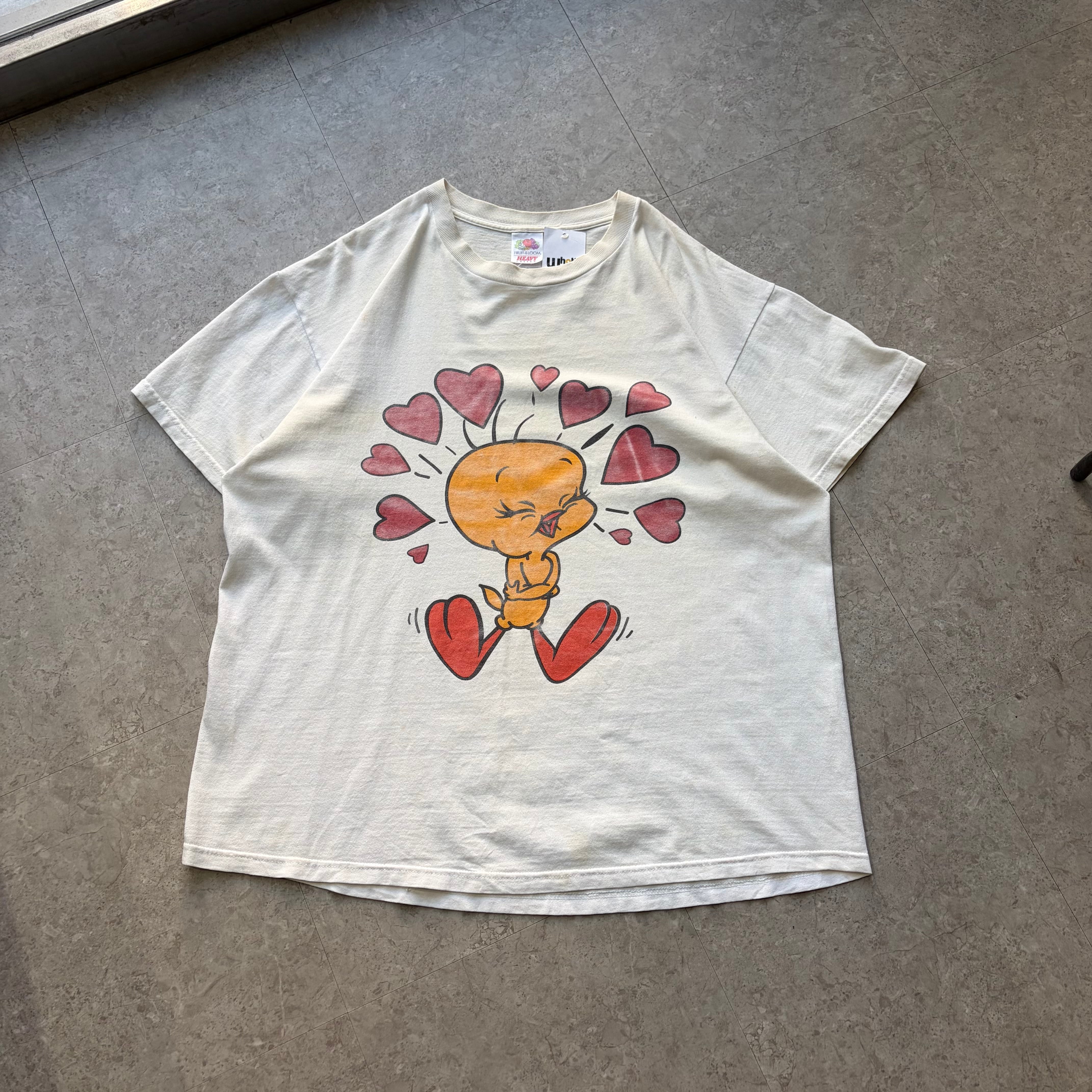 90s Tweety bird "hearts kiss" T-shirt【仙台店】
