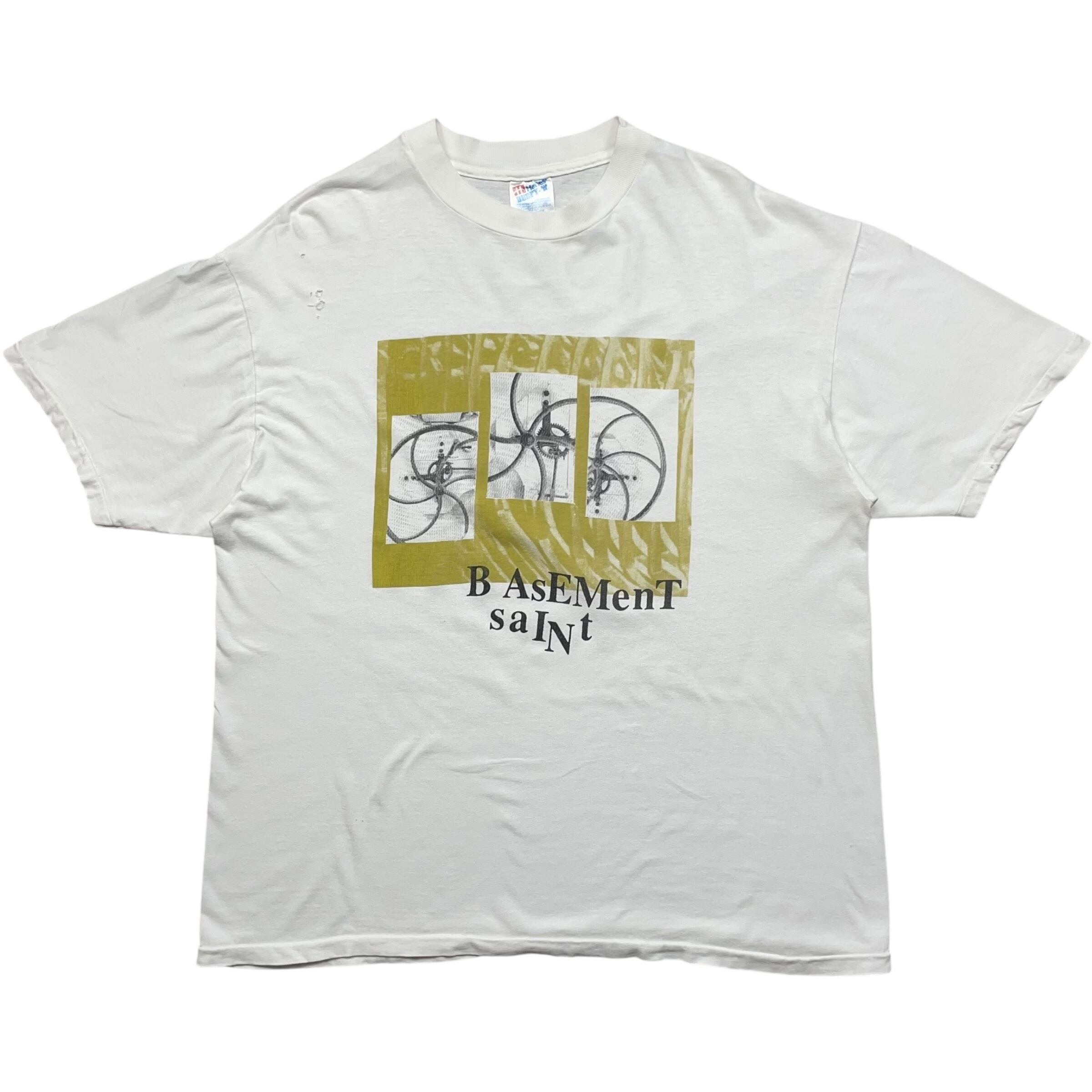 《XL》Hanes ヘインズ Tシャツ フロントプリント ダメージ ホワイト シングルステッチ USA製 90年代 vintage no.8318
