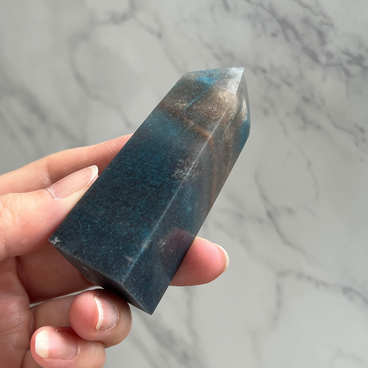 希少*トロレアイトポイント2*スコルザライト(鉄天藍石)インクォーツ*天然石インテリア*天然石タワー*置き物