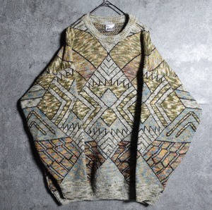 EURO Multicolor Geometric Motif Design Knit