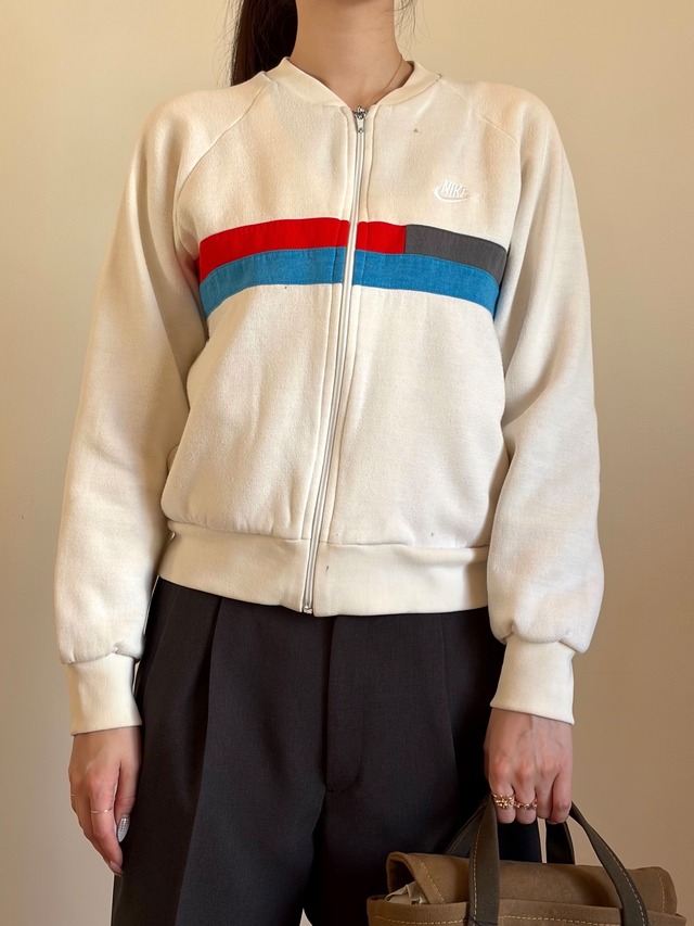 CU17-14 USED NIKE ZIP SWEAT -WHITE-