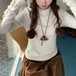 フリルリボンスリーブファーハイネックトップス ・79072