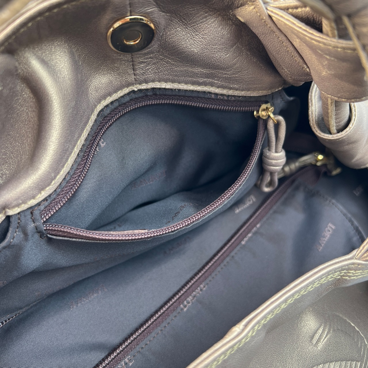 LOEWE ロエベ ナッパ アイレ レザー ハンドバッグ ゴールド A-9763