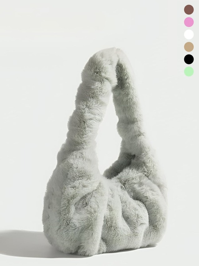 シフォンファーチェーンショルダー2wayトートバッグ