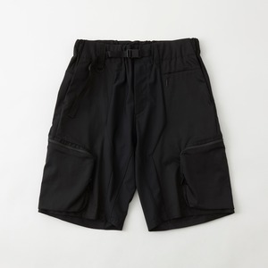 <BLK> STRETHCED CHAMBRAY CARGO SHORT PANTS