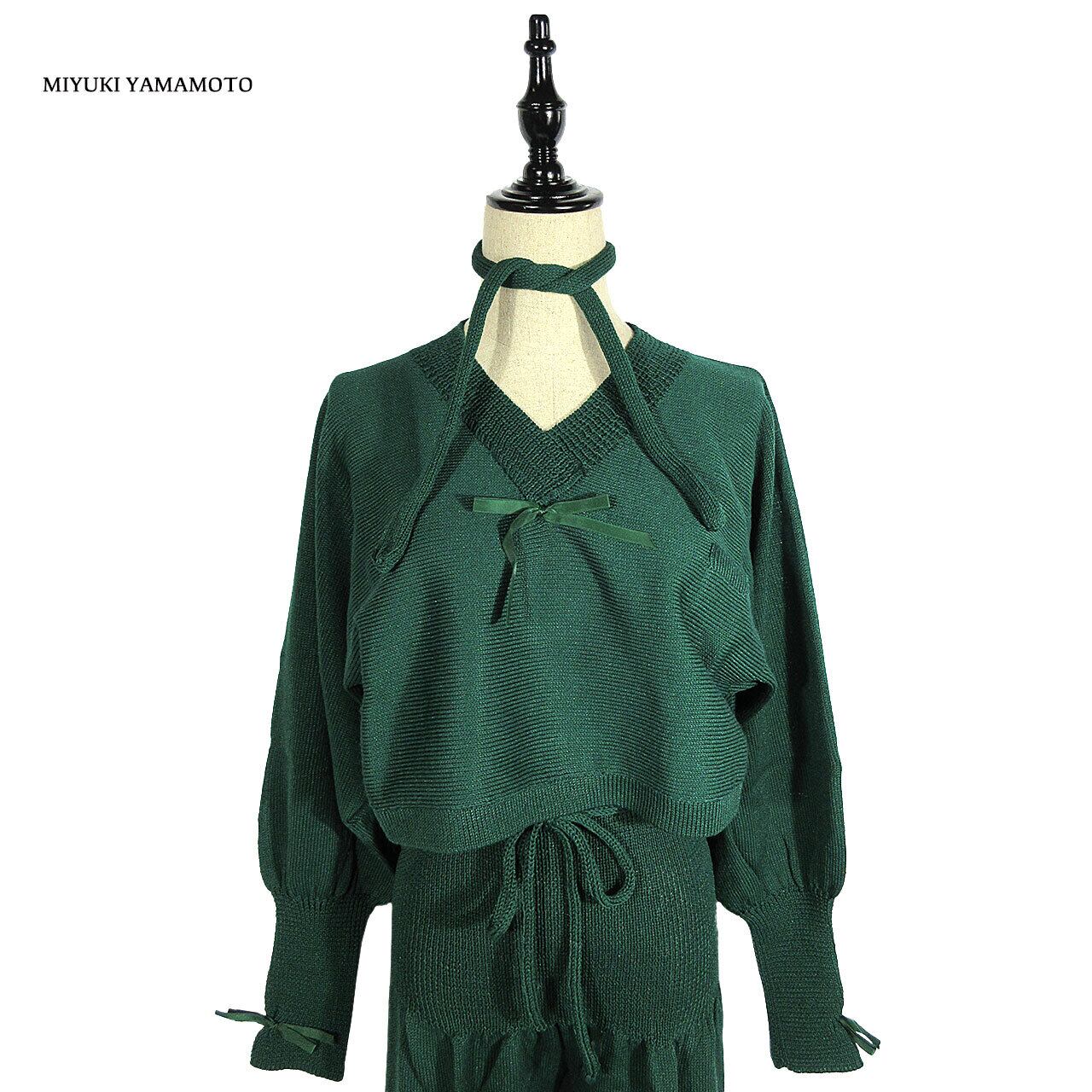 625 dark green ribbon tops / ダークグリーン リボン トップス