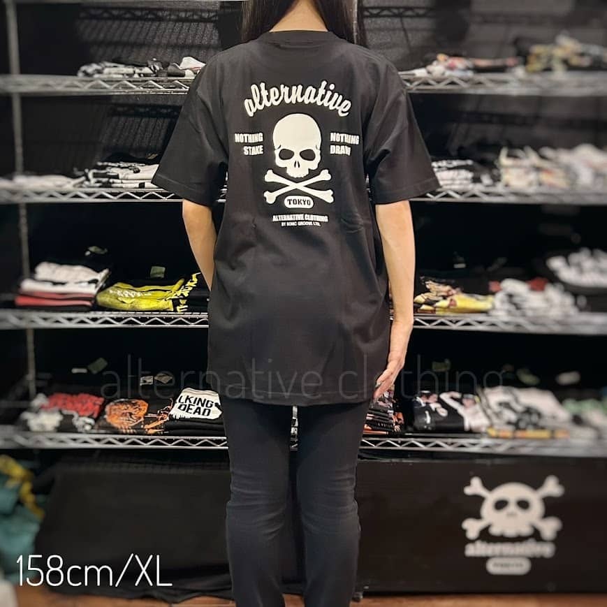 スカル＆クロスボーン Tシャツ NOTHING STAKE NOTHING DRAW ブラック