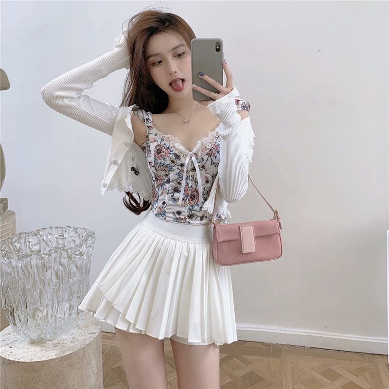 ホワイトJKプリーツスカート女性初秋イレギュラーAラインショートスカート2020新ハイウエスト気質薄型スカート ブラックストロベリース9049141072