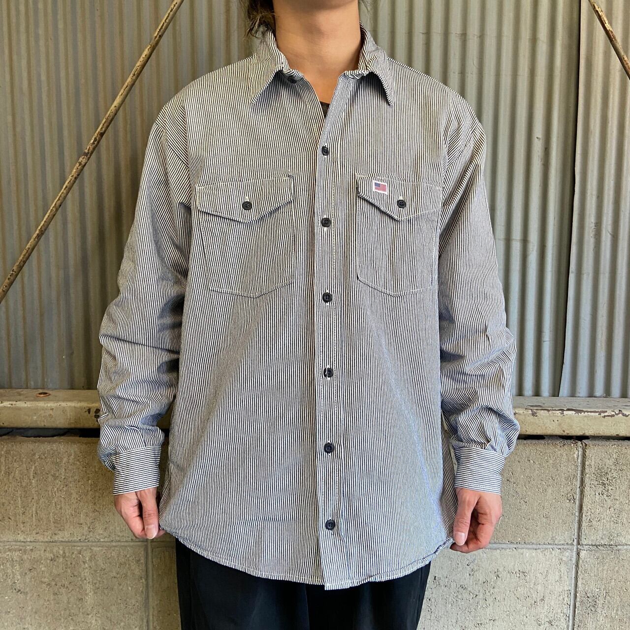 50s 60s ヒッコリー柄 ヴィンテージ ウエスタンシャツワーク USA製 WHISTLE WORKGEAR ヒッコリーストライプ コットン ワークシャツ