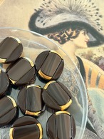 Japanese Vintageボタン レトロボタン 17mm ブラウン×ゴールド カボション アクセサリーパーツ デコレーション材