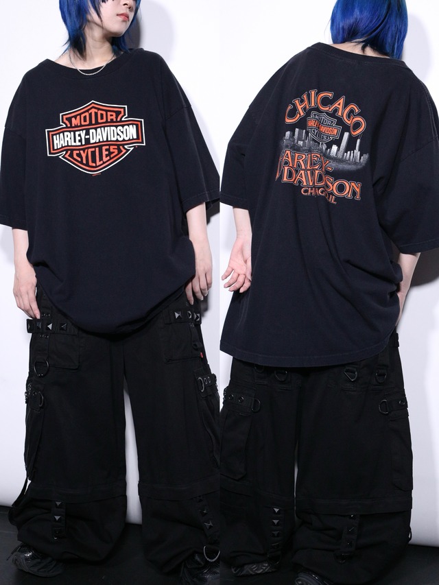 "Harley-Davidson"XX over silhouette front and back print tee