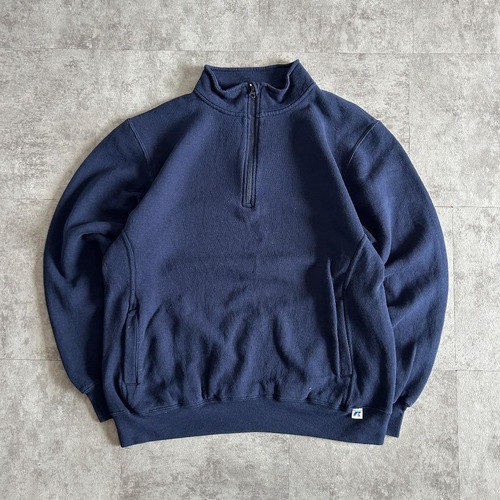00s Russell Half-zip 無地 ネイビー L