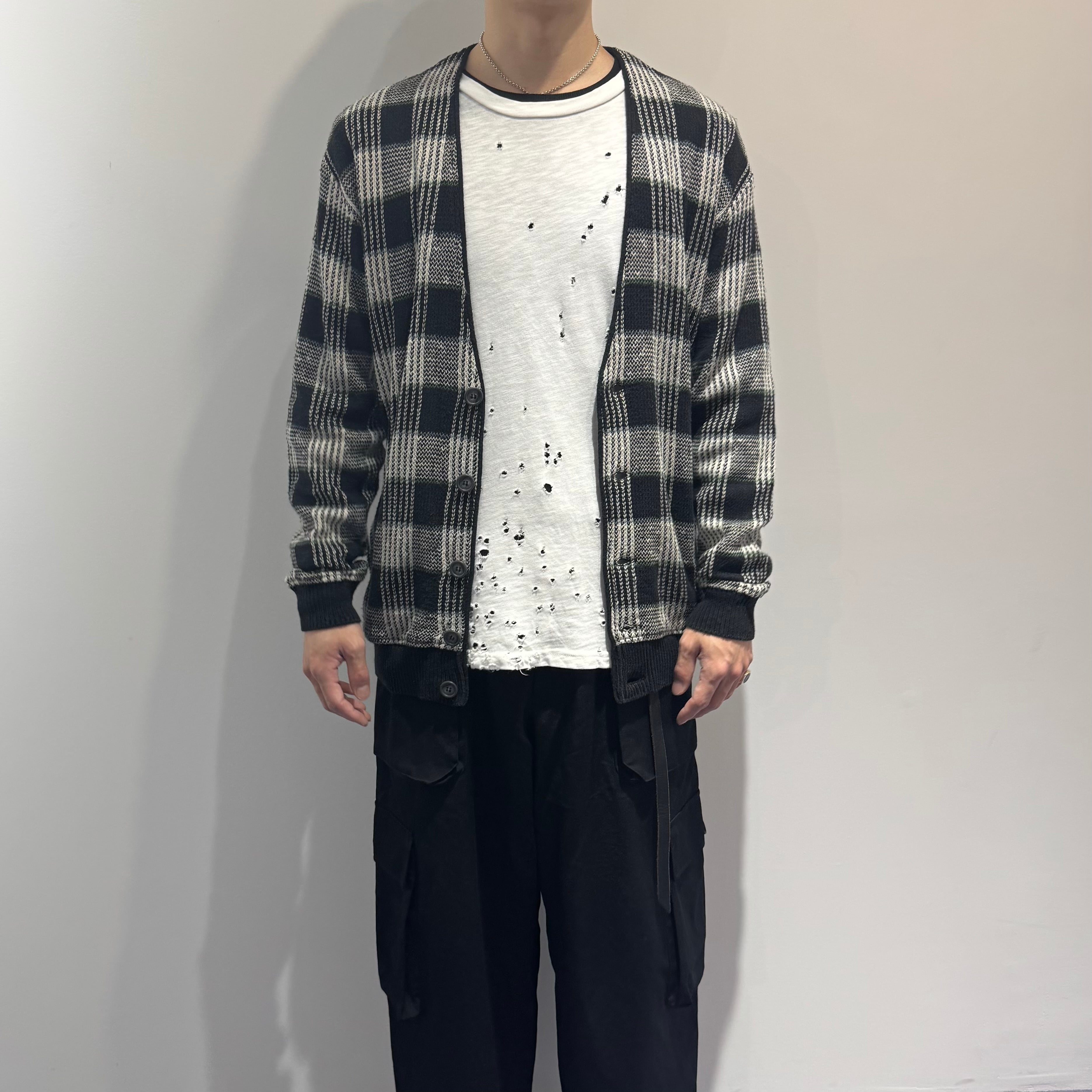 ISSEY MIYAKE チェックカーディガン コットン リネン イッセイミヤケ