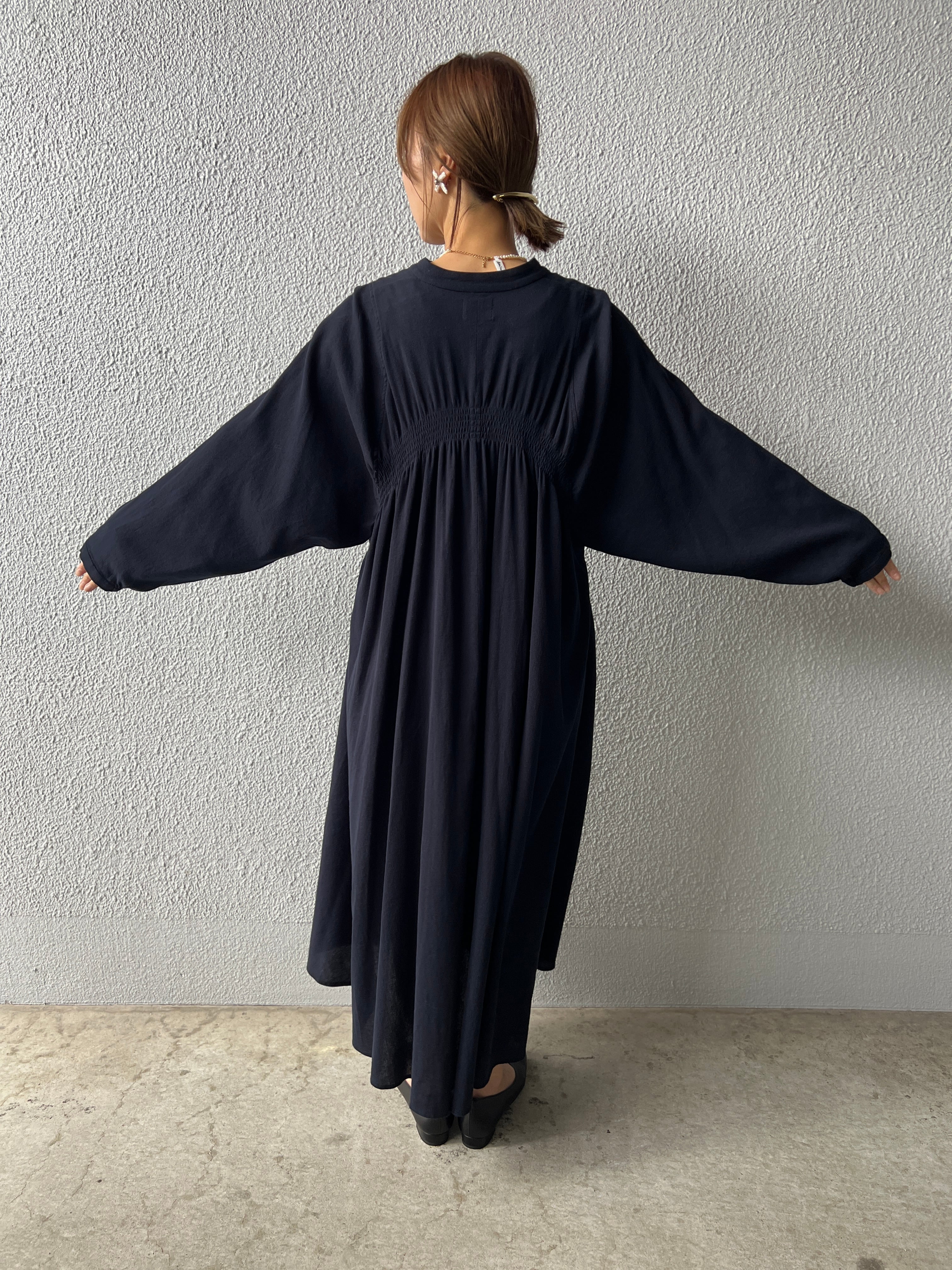 【PASSIONE】高島ちぢみ長袖ワンピース 616101