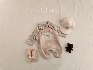 【valu bebe】ワッフルサロペット オートミール 70〜80cm