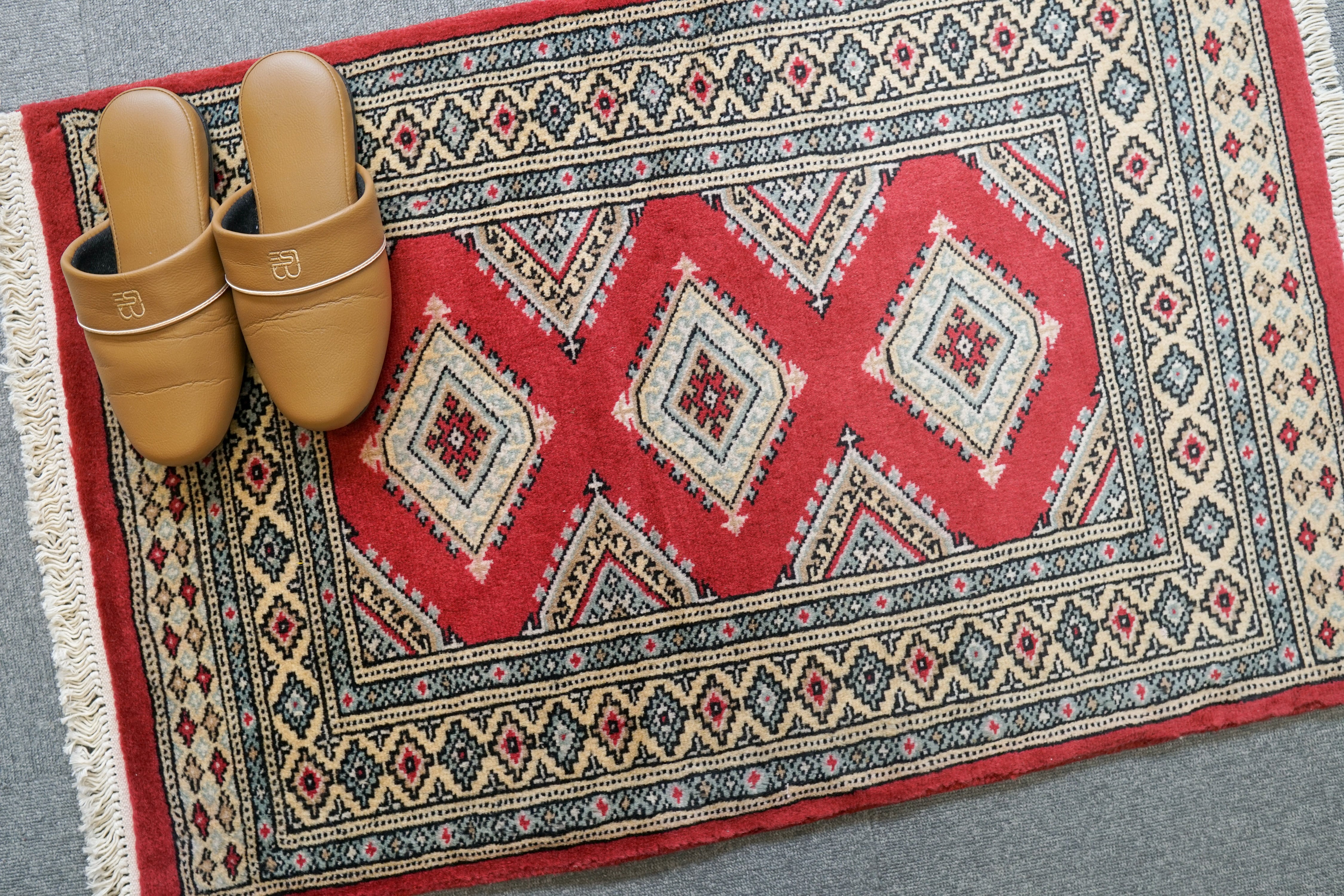 パキスタン 手織り絨毯 玄関マット size:97×62cm - 玄関