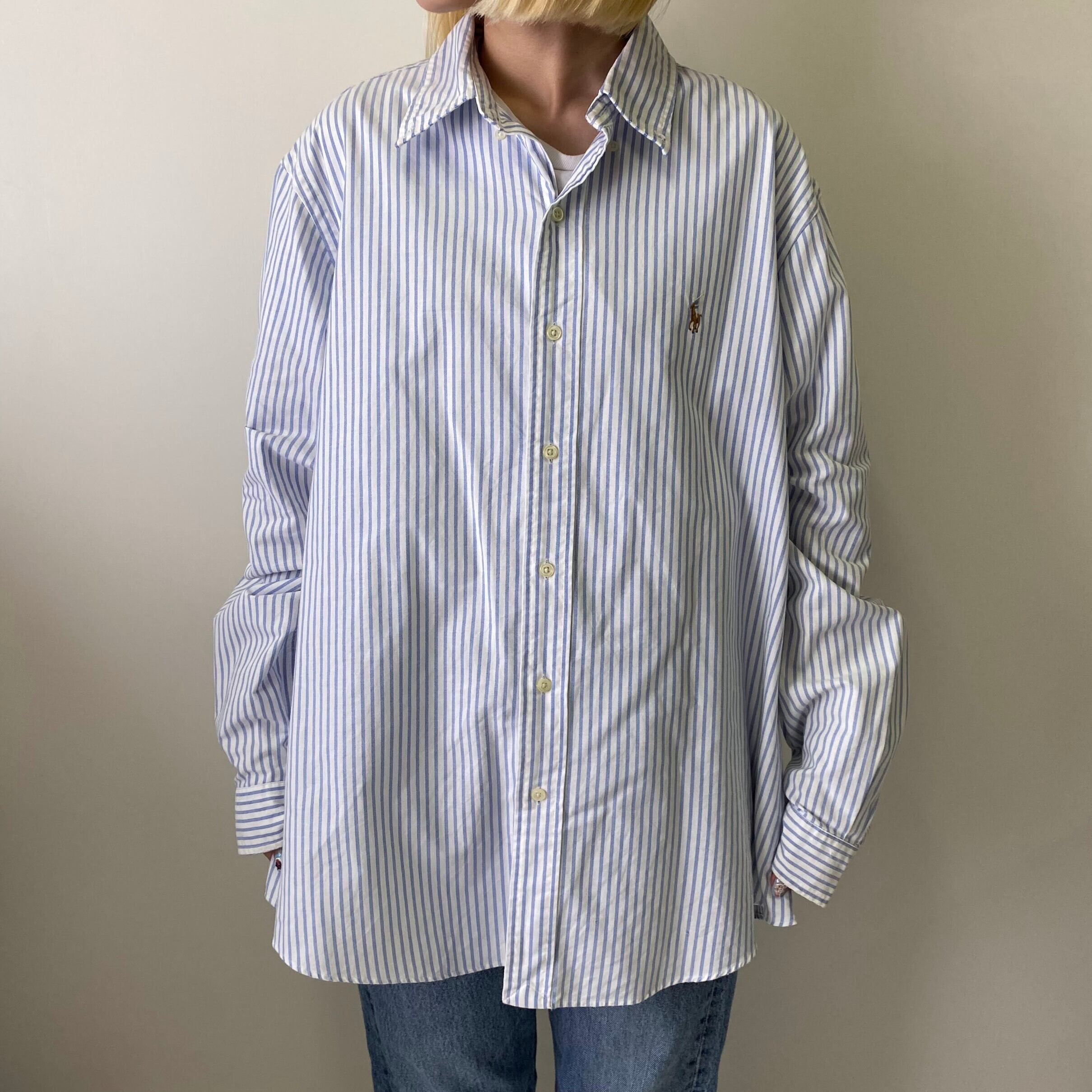 Ralph Lauren ラルフローレン 長袖 CUSTOM FIT ストライプ ボタン 