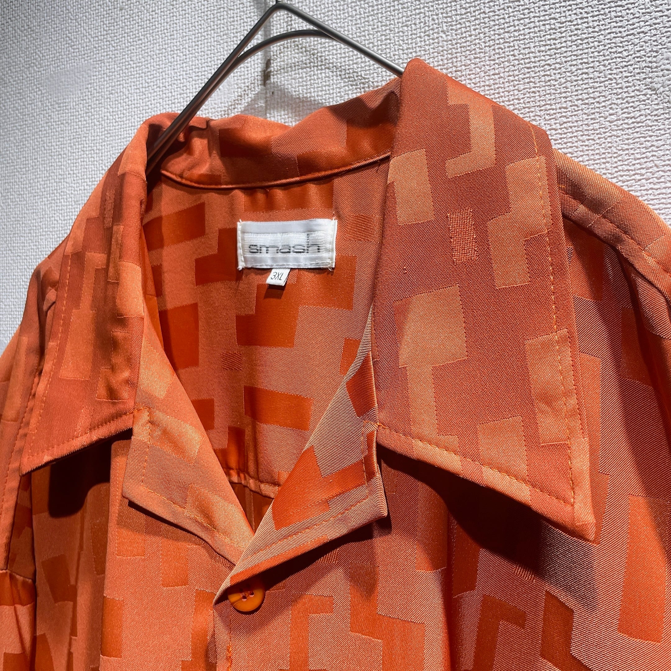 1990s ” smash ” Random Block printed Over silhouette open collar shirt (made in Usa)