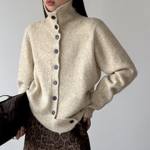 high neck knit cardigan 14757