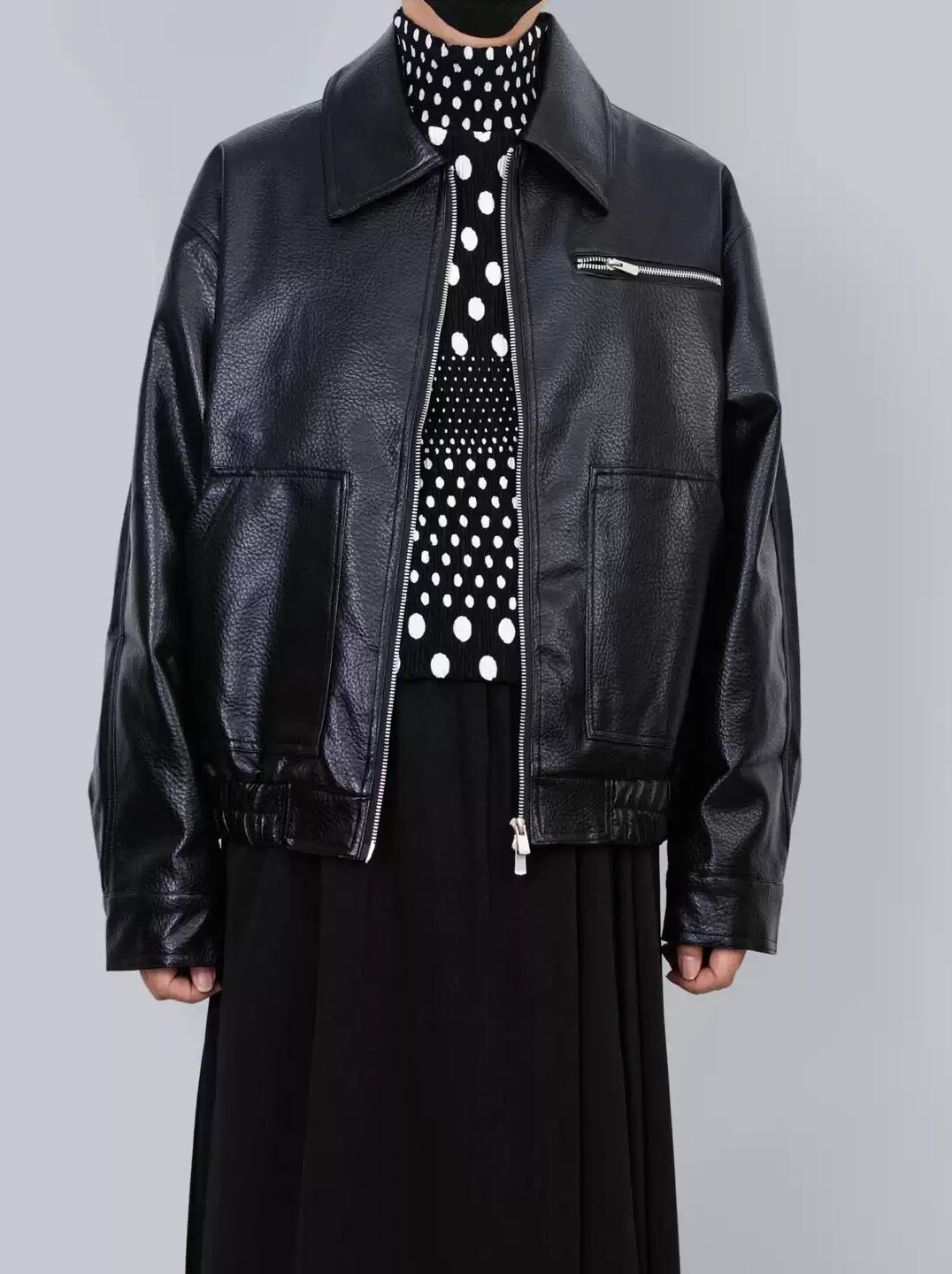 【ORV0141】Cropped Leather Top Jacket