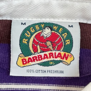 【BARBARIAN】カナダ製 ラガーシャツ 長袖 ボーダー コットン プルオーバー ラグビーウェア RUGBY WEAR バーバリアン US古着