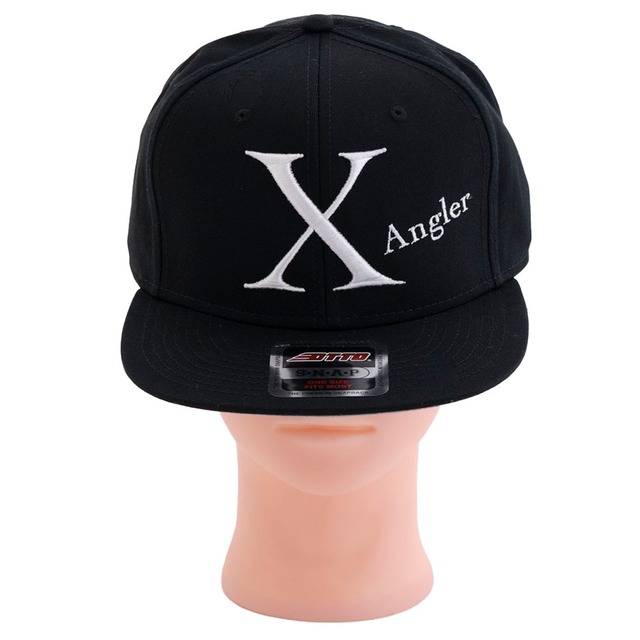 AnglerX3D刺繍フラットキャップ　ブラック