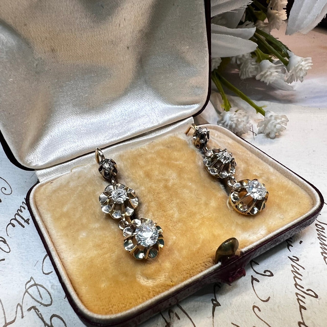 フランス アンティーク ドルムーズ スリーパーズ ピアス K18 バター