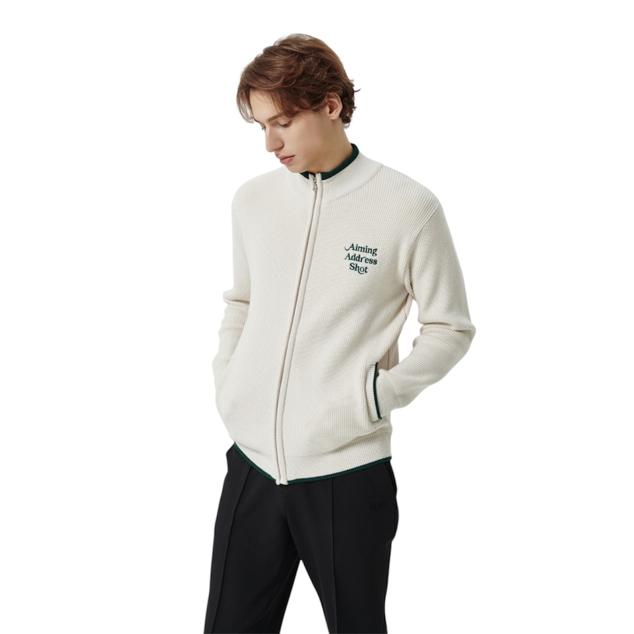 GOXO ゴーエックスオー ニットジップアップ オートミール