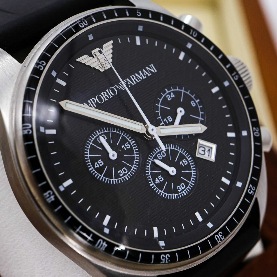 ◇稼働 EMPORIO ARMANI 腕時計 AR0527 クロノグラフ o | Pay ID