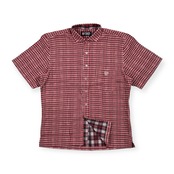 美品 CHAPS チャップス ギンガムチェック 両面ガーゼコットン 半袖シャツ サイズ LL /ホワイト×レッド/メンズ