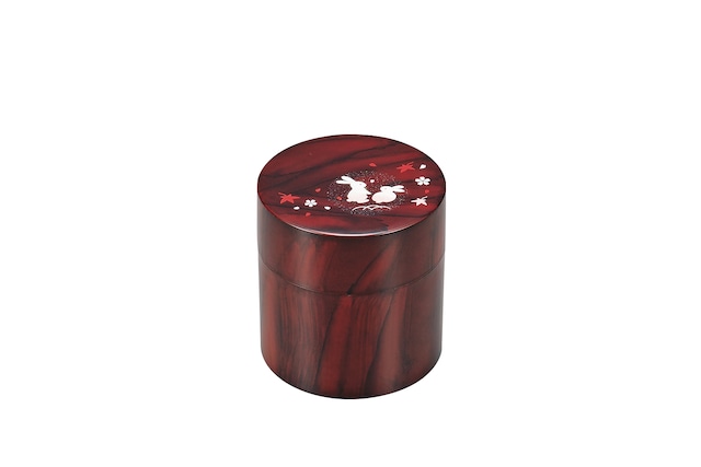 36-4118 高級茶筒 朱 ゆうな Luxury Tea Canister Vermilion Hibiscus