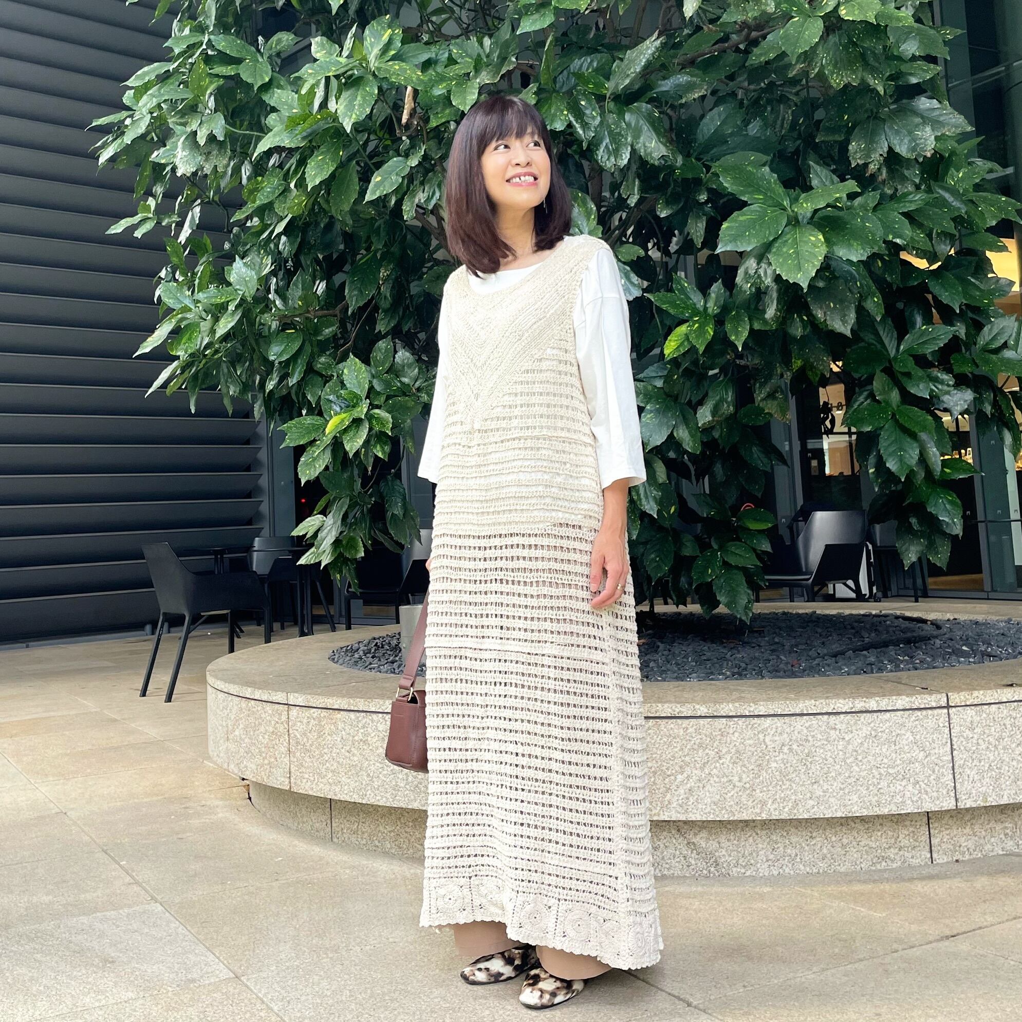 透かし編み 2WAYロングジレ | precious for us