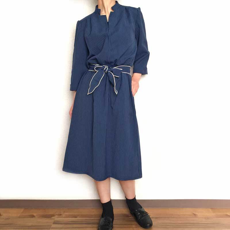 60 80年代 Joseph Ribkoff ブルー ストライプ ワンピース レディース 古着 ヴィンテージ Ohf9119 古着 通販 レディースワンピースの古着屋アルテアヴィンテージ