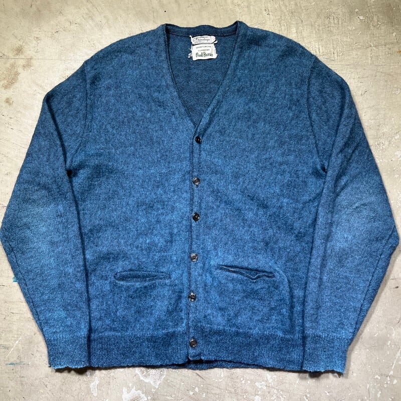 60's~ Paul Harris ポールハリス モヘアニットカーディガン The Moonshiner knit by himalaya ブルー  ILGWUタグ USA製 Lサイズ 希少 ヴィンテージ BA-2364 RM2783H | agito vintage powered by BASE