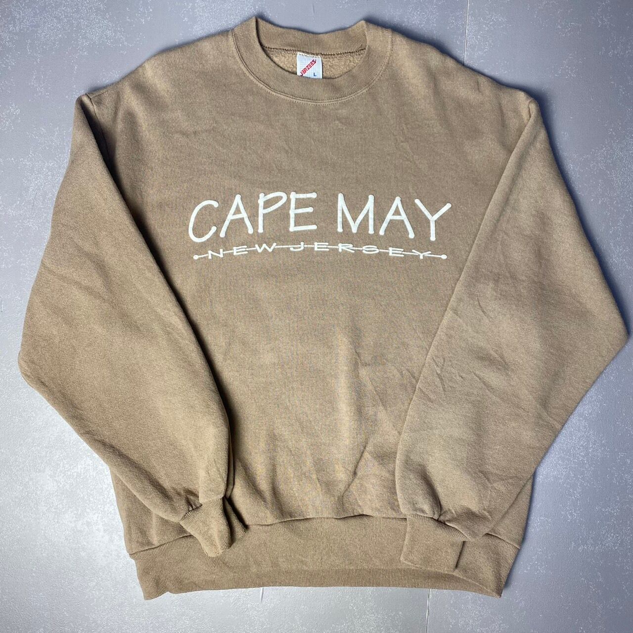 90年代 USA製 CAFE MAY プリント スウェットシャツ メンズL 古着 90s ヴィンテージ ビンテージ トレーナー モカブラウン【スウェット】
