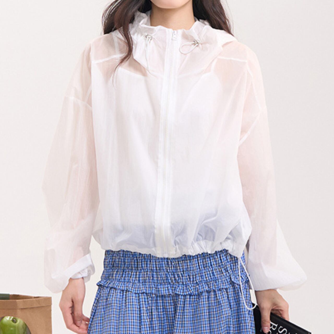 White hooded sheer jacket S1222