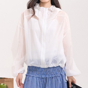 White hooded sheer jacket S1222